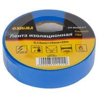 Изоляционная лента Sigma ПВХ синяя 0.13мм*19мм*20м Premium (8411411)