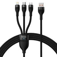 Кабель USB Type-C/Lightning/Micro USB Baseus Flash Series II 100W 3-in-1 USB to Type-C/Lightning/Micro USB 1.2m Black (CASS030001)