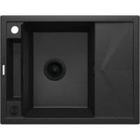 Мойка кухонная Deante Magnetic, гранит, прямоугольная, с крылом, 640х500х219мм, чаша - 1, врезная, металлический графит.