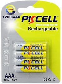 Аккумулятор PKCELL 1.2V AAA 1200mAh NiMH Rechargeable Battery, 4 штуки в блистере цена за блистер, Q12