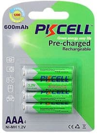 Аккумулятор PKCELL 1.2V AAA 600mAh NiMH Already Charged, 4 штуки в блистере цена за блистер, Q12