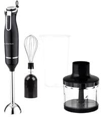 Блендер Liberton LHB-0303 Black, 800W, занурювальний, плавне регулювання швидкості + Турбо, аксесуари: вінчик для збивання, мірний стакан (600мл), чаша подрібнювача (400мл),