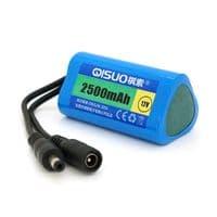 Аккумуляторная батарея литиевая QiSuo 12V 2.5A с элементами Li-ion 18650, DC5.5x2.1, (37x37x67mm)