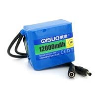 Аккумуляторная батарея литиевая QiSuo 12V 12A с элементами Li-ion 18650, DC5.5x2.1, (79x57x68mm)