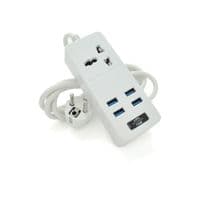 Мережевий фільтр ТВ-Т06, 1 розетка + 4 USB, 2 м, перетин 3х0, 75мм, 2500W, White, Box