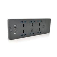 Мережевий фільтр ТВ-Т12, 6 розеток + 4 USB, 2 м, перетин 3х0, 75мм, 3000W, Black, Box