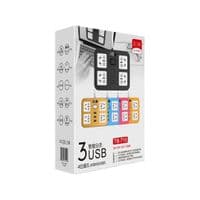 Мережевий фільтр ТВ-Т15, 4 розетки + 3 USB, з перемикачем, 2 м, перетин 3х0, 75мм, 2500W, Blue, Box