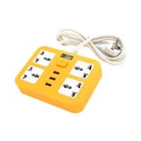 Мережевий фільтр ТВ-Т15, 4 розетки + 3 USB, з перемикачем, 2 м, перетин 3х0, 75мм, 2500W, Yellow, Box