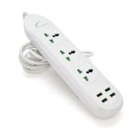 Мережевий фільтр ТВ-Т16, 4 розетки + 3 USB, 2 м, перетин 3х0, 75мм, 3000W, White, Box