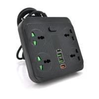 Мережевий фільтр TB-Т18, 4 розетки + 2 USB + PD, 2 м, перетин 3х0, 75мм, 3000W, Black, Box