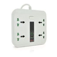 Мережевий фільтр TB-Т18, 4 розетки + 2 USB + PD, 2 м, перетин 3х0, 75мм, 3000W, White, Box