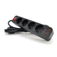 Сетевой фильтр HOCO NS1 на 4 розетки + 3 USB, 18W, 220В, Black