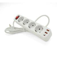 Сетевой фильтр HOCO NS1 на 4 розетки + 3 USB, 18W, 220В, White