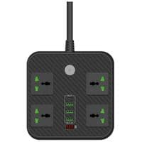 Мережевий фільтр ТВ-Т90, 4 розетки + 3 USB, 2 м, перетин 3х0, 75мм, 3000W, Black, Box
