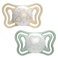 Пустышка Chicco Physio Light силиконовая от 2 до 6 месяцев люминесцентная с футляром 2 шт (71037.41)