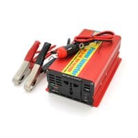 Інвертор напруги ERYUAN EY-1000 (600Вт), 12/220V, approximated, 1 універсальна розетка+USB, клем + крокодили+АЗУ, Box