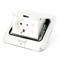 Розетка універсальна + 1 Shuko + 1RJ-45 висувна із заземленням J02L, Input: AC 100-250V 13A, White
