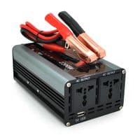 Інвертор напруги AEV2200W, 12/220V з апроксимованою синусоїдою, 2 універсальні розетки, 2*USB (DC:5V / 2.4A), крокодили + прикурювач