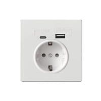 Розетка врізна із заземленням, Input: AC:110-250V/16A, Type-C/USB-виходи, White