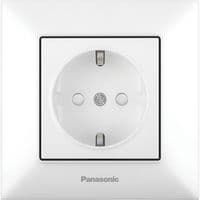 Розетка Panasonic Arkedia Slim із заземленням та захисними шторками, біла