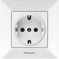 Розетка Panasonic Arkedia Slim із заземленням, швидкий монтаж, біла