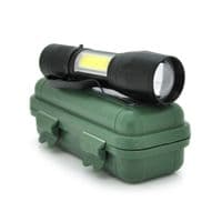Ліхтарик 511COB, 3WLED+COB, CREE Q5, Zoom, 3 режими, алюміній, вбудований акум, USB кабель, 98х24х20, Box