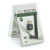 Бездротовий мережевий адаптер з антеною 10см 2DBI Wi-Fi-USB Merlion LV-UW02-2DB,7601 802.11bgn,300MB,2.4 GHz, WIN7/XP/Vista/2K/MAC/LINUX, Blister Q200
