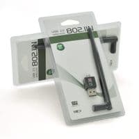 Бездротовий мережевий адаптер з антеною 20см 5DBI Wi-Fi-USB Merlion LV-UW02RK-5DB,8188,802.11bgn, 300MB, 2.4 GHz, WIN7/XP/Vista