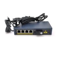 Коммутатор POE 48V / 57V 4 портов PoE +1 порт Ethernet FX 155 Мбит / с(UP-Link) A, 802.3af, Black, БП в комплекте, (238*190*96) 0.79 кг (152*85*30)