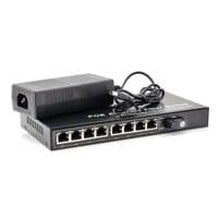 Коммутатор POE со встроеным SFP (B) 48V-57V, 8 портов PoE + 1 порт Ethernet FX 155 Мбит / с (UP-Link) SC / FC / ST 1550nm, 802.3af, Black, БП в комплекте
