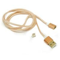 Магнитный кабель USB 2.0 / Micro, 1m, 2А, индикатор заряда, тканевая оплетка, съемник, Gold, Blister ( под наконечник 8751 )