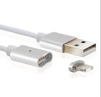 Магнитный кабель USB 2.0 / Lighting, 1m, 2А, индикатор заряда, тканевая оплетка, съемник, Silver, Blister ( под наконечник 1938 )