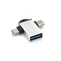 Переходник VEGGIEG TC-114 USB3.0(AF) OTG =&amp;gt; microUSB(M) + Type-C(M), Silver, Пакет