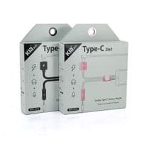 Переходник 2 в 1 KY-174 Type-C(M) =&amp;gt;Type-C(F) + Jack 3.5mm(F), 5см, Black, Box