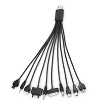USB кабель с переходниками 10 в 1, 0,2м, Black, ОЕМ Q500