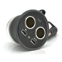 АЗУ разветвитель Olesson 1515, 12V-2*12V+2*USB, Black, Blister