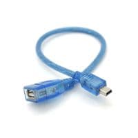 Кабель USB 2.0 AF / Mini-B OTG, 0.3m, прозрачный синий