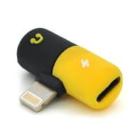 Переходник 2 в 1 Lighting(M) =&amp;gt; 2 x Lighting(F), Black / Yellow, Box
