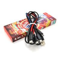 Кабель HOCO X76 USB-1 4 in 1 Micro / Iphone / 2*Type-C, 2A, длина 1м, Mix color, Box