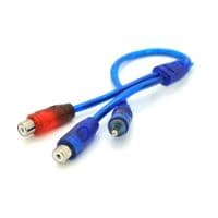 Кабель RCA (тато) =&amp;gt; 2хRCA (мама), CU, круглий, Blue, 0,2 м, (Пакет) Q250
