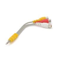 Кабель DC3.5 (тато) =&amp;gt; 3хRCA (мама), Jack3.5мм, CU, круглий, Black, 0,1м, (Пакет) Q500