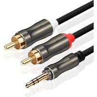 Кабель VEGGIEG AR2-3 DC3.5 (тато) =&amp;gt; 2хRCA (тато), GOLD Jack, CU, Stereo, круглий, Black, 3 м, Пакет