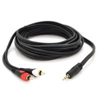 Кабель DC3.5 (тато) =&amp;gt; 2хRCA (тато), GOLD Jack, CU, Stereo, круглий, Black, 5,0 м, (Пакет) преміум Q75