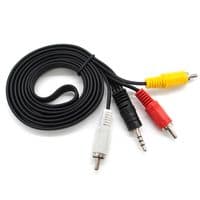 Кабель DC3.5 (тато) =&amp;gt; 3хRCA (тато), GOLD Jack, довжина Jack 15мм, CU, круглий, Black, 1,5 м, (Пакет) Q500