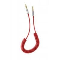 Кабель AUX Audio DC3.5 тато-тато 1.5м пружина, CCA Stereo Jack, (круглий) Red cable, Box
