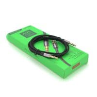 Кабель iKAKU KSC-389 ROUYA AUX Audio DC3.5 папа-папа 1.0м, GOLD Stereo Jack, (круглый) Black cable, Box