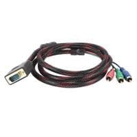 Кабель VGA (папа)-3RCA (папа) 1.5m, Black / Red, оплетка, пакет