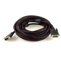 Кабель Merlion Dvi-Dvi 5.0m, 2 ферита, оплетка, Black / Red, 24 / 24pin, (Пакет), Q80