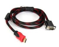 Кабель HDMI (папа)-VGA (папа) 1,5м, 2 феррита, оплетка, круглый Black / RED, Пакет (работает только с конвертором), Q150
