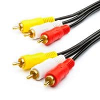 Кабель Audio-Video 3хRCA (папа) =&amp;gt; 3хRCA (папа), GOLD connector, CU, круглый, Black, 5,0 м, (Пакет) Q200